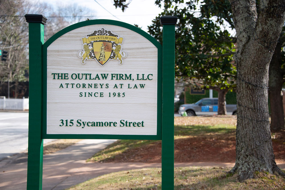 Outlaw Firm signage 315 Sycamore Street